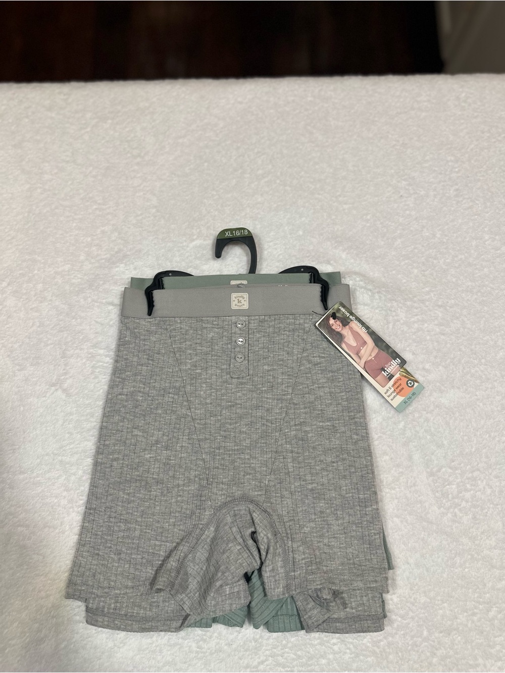 Ribbed Lounge Boxer 2-Pack in Heather Gray and Sage Green